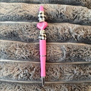 Chic Pink and Black Heart Pen